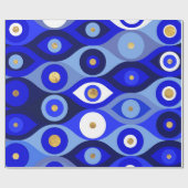 ギリシャ語マティ・マタキ – Matiasma Evil Eye blues ラッピングペーパー (フラット)