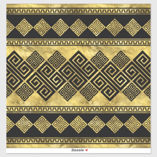 ギリシャ語ミアンダー – ギリシャ語鍵ブラックと金ゴールド シール (シート)