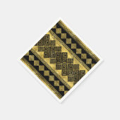 ギリシャ語ミアンダー – ギリシャ語鍵ブラックと金ゴールド スタンダードカクテルナプキン (角)