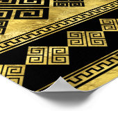 ギリシャ語ミアンダー – ギリシャ語鍵ブラックと金ゴールド ポスター (角)