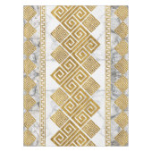 ギリシャ語ミアンダー – ギリシャ語鍵ホワイトマーブルと金ゴールド テーブルクロス (正面)