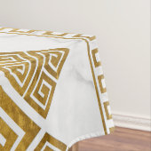 ギリシャ語ミアンダー – ギリシャ語鍵ホワイトマーブルと金ゴールド テーブルクロス (インサイチュ)