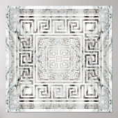 ギリシャ語ミアンダー – ギリシャ語鍵ホワイトマーブル質感 ポスター (正面)