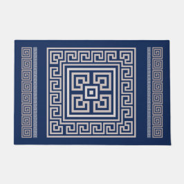 ギリシャ語ミアンダー – ギリシャ語鍵 – 青とクリーム ドアマット