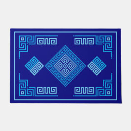 ギリシャ語ミアンダー – ギリシャ語鍵 – 青の影 ドアマット