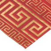 ギリシャ語メアンダー – ギリシャ鍵-金ゴールドオンレッド テーブルクロス (アングル)