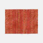 ギリシャ語メアンダー – ギリシャ鍵-金ゴールドオンレッド フリースブランケット (正面(横))