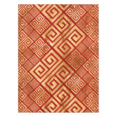 ギリシャ語蛇行 – ギリシャ鍵-金ゴールドオンレッド#2 テーブルクロス (正面)