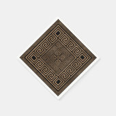 ギリシャ語鍵オーナメント – ギリシャ語ミアンダー – 金ゴールドオンブラック スタンダードカクテルナプキン (角)