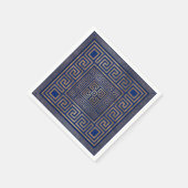 ギリシャ語鍵オーナメント – ギリシャ語ミアンダー – 金ゴールドオン青 スタンダードカクテルナプキン (角)