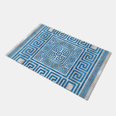 ギリシャ語鍵オーナメント – ギリシャ語ミアンダー – 青い大理石 ドアマット (アングル)