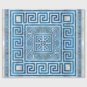 ギリシャ語鍵オーナメント – ギリシャ語ミアンダー – 青い大理石 ラッピングペーパー (フラット)