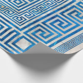 ギリシャ語鍵オーナメント – ギリシャ語ミアンダー – 青い大理石 ラッピングペーパー (角)