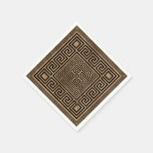 ギリシャ語鍵オーナメント – ギリシャ語ミアンダー – 黒オン金ゴールド スタンダードカクテルナプキン (角)