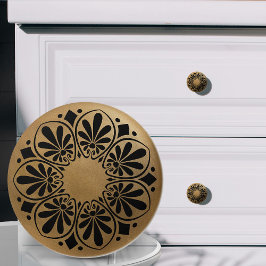 ギリシャ語鍵オーナメント – 黒と金ゴールド セラミックノブ