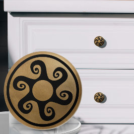 ギリシャ語鍵オーナメント – 黒と金ゴールド セラミックノブ