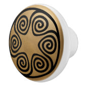 ギリシャ語鍵オーナメント – 黒と金ゴールド セラミックノブ (右)