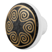 ギリシャ語鍵オーナメント – 黒と金ゴールド セラミックノブ (右)