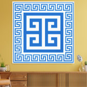 ギリシャ語鍵パターン青と白のキャンバス印刷 キャンバスプリント (インサイチュ (リビング))