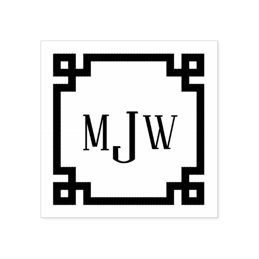 ギリシャ語鍵フレームモノグラムゴム印 ラバースタンプ (インプリント)