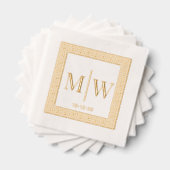 ギリシャ語鍵フレーム#2 2イニシャル結婚モノグラム 箔ナプキン (インサイチュ (積み重ね))