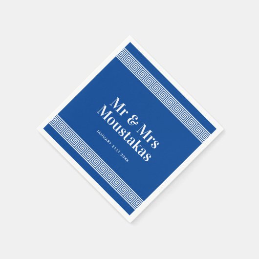 ギリシャ語鍵メイ縁どンダー結婚式のナプキン スタンダードカクテルナプキン (角)