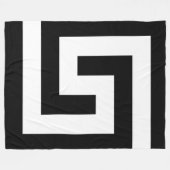 ギリシャ語鍵モダン白黒アクセント フリースブランケット (正面(横))