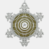 ギリシャ語鍵モノグラムの幾何対称性の蛇行 スノーフレークピューターオーナメント (正面)