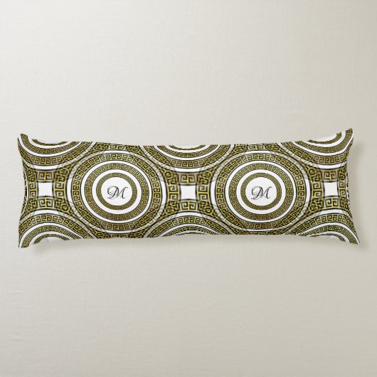 ギリシャ語鍵モノグラムの幾何対称性の蛇行 ボディピロー (裏面)