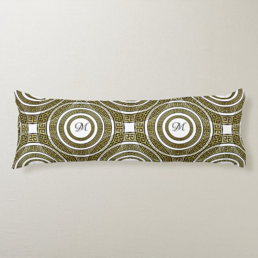 ギリシャ語鍵モノグラムの幾何対称性の蛇行 ボディピロー (正面)