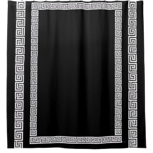 ギリシャ語鍵-デザイン |ブラック|シャワーカーテン シャワーカーテン (正面)