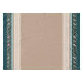 ギリシャ語鍵 – ミアンダー – トープとグリーン テーブルクロス (正面(横))