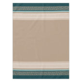 ギリシャ語鍵 – ミアンダー – トープとグリーン テーブルクロス (正面)