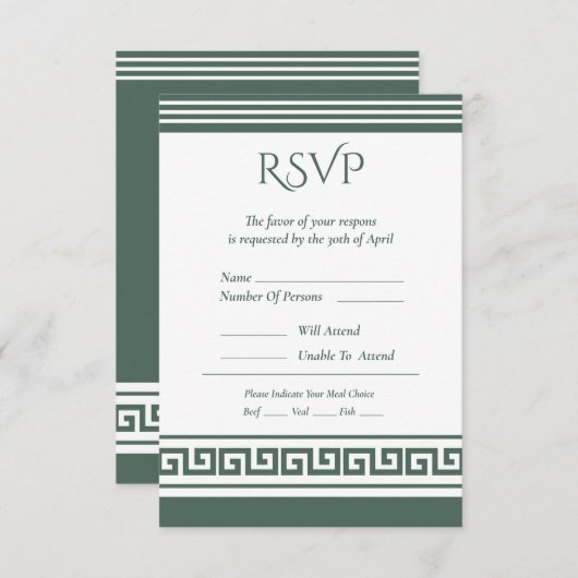 ギリシャ語鍵RSVPカード 出欠カード (正面/裏面)