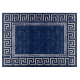 ギリシャ語 – ギリシャ語鍵 – 青とベージュ カッティングボード