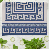 ギリシャ語 – ギリシャ語鍵 – 青とベージュ キッチンタオル (折り畳み)