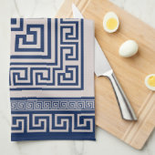 ギリシャ語 – ギリシャ語鍵 – 青とベージュ キッチンタオル (四つ折り)