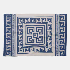 ギリシャ語 – ギリシャ語鍵 – 青とベージュ キッチンタオル