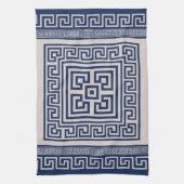 ギリシャ語 – ギリシャ語鍵 – 青とベージュ キッチンタオル (縦)