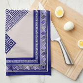 ギリシャ語 – ギリシャ語鍵 – 青とベージュ キッチンタオル (四つ折り)