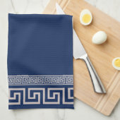 ギリシャ語 – ギリシャ語鍵 – 青とベージュ キッチンタオル (四つ折り)