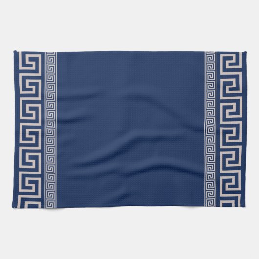 ギリシャ語 – ギリシャ語鍵 – 青とベージュ キッチンタオル (横)