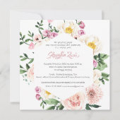 ギリシャ語 |赤面する夏の花模様バプテスマ招待状 招待状 (正面)