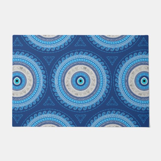 ギリシャ語Mati Mataki - Matiasmaの悪のまなざしのオーナメント ドアマット (正面)