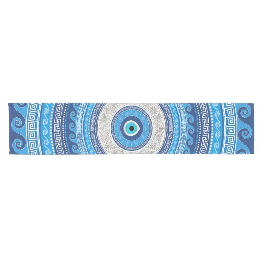 ギリシャ語Mati Mataki - Matiasmaの悪のまなざしのオーナメント#2 ショートテーブルランナー (横)