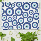 ギリシャ語Mati Mataki - Matiasmaの悪のまなざしパターン#1 キッチンタオル (折り畳み)