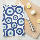 ギリシャ語Mati Mataki - Matiasmaの悪のまなざしパターン#1 キッチンタオル (四つ折り)