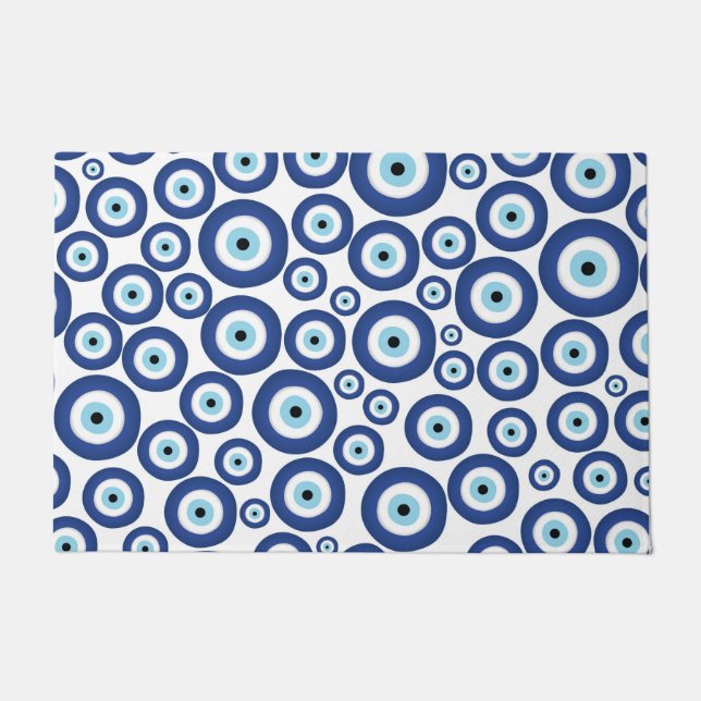 ギリシャ語Mati Mataki - Matiasmaの悪のまなざしパターン#1 ドアマット (正面)