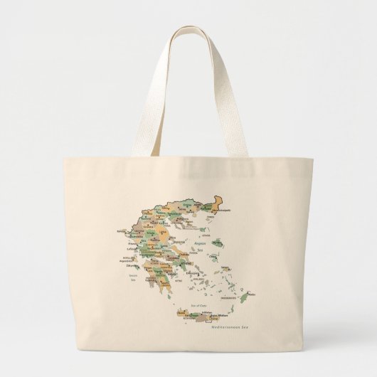 ギリシャ諸島の地図 ラージトートバッグ (正面)