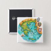 ギリシャ諸島の地図 缶バッジ (正面&裏面)